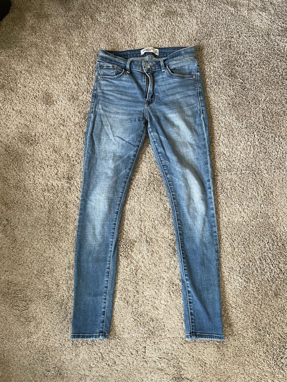Abercrombie & Fitch Light Blue Super Skinny Mid Rise Jeans
